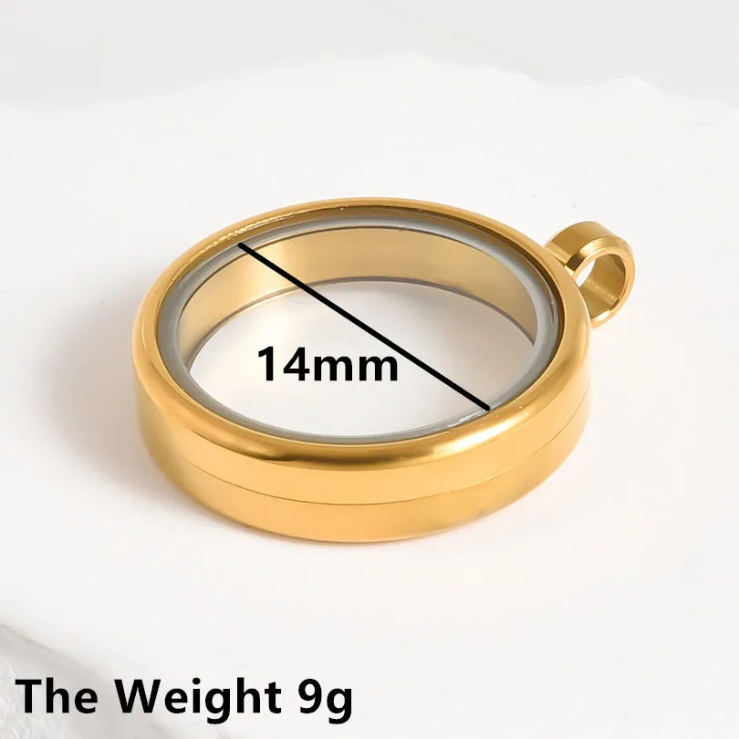 1Pc Stainless Steel Round Memorial Cremation Ashes Coin Bezel Locket Pendant Openable Glass Floating Relicario Colgantes Jewelry