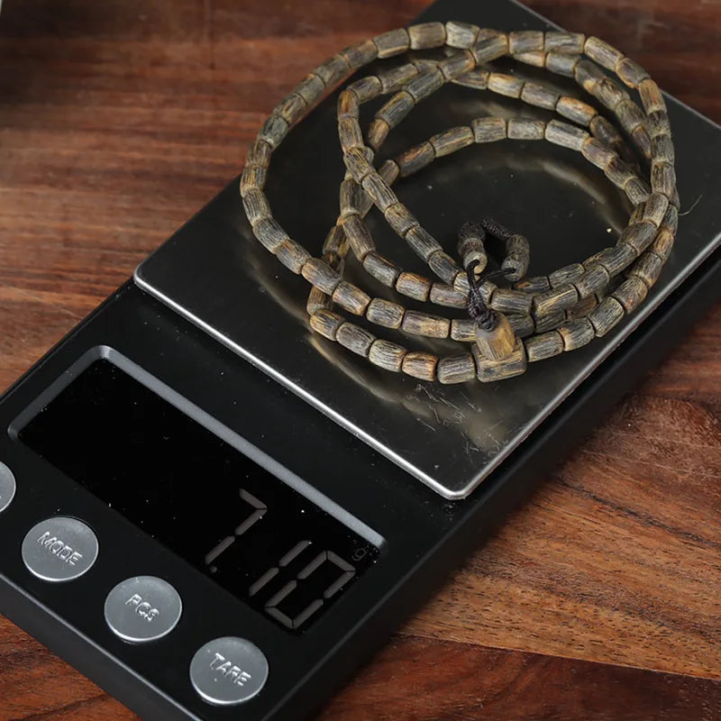 Vietnam Nha Trang Yingge Green Qi Nan Sinking Agarwood Free Form Prayer Beads Bracelet Necklace