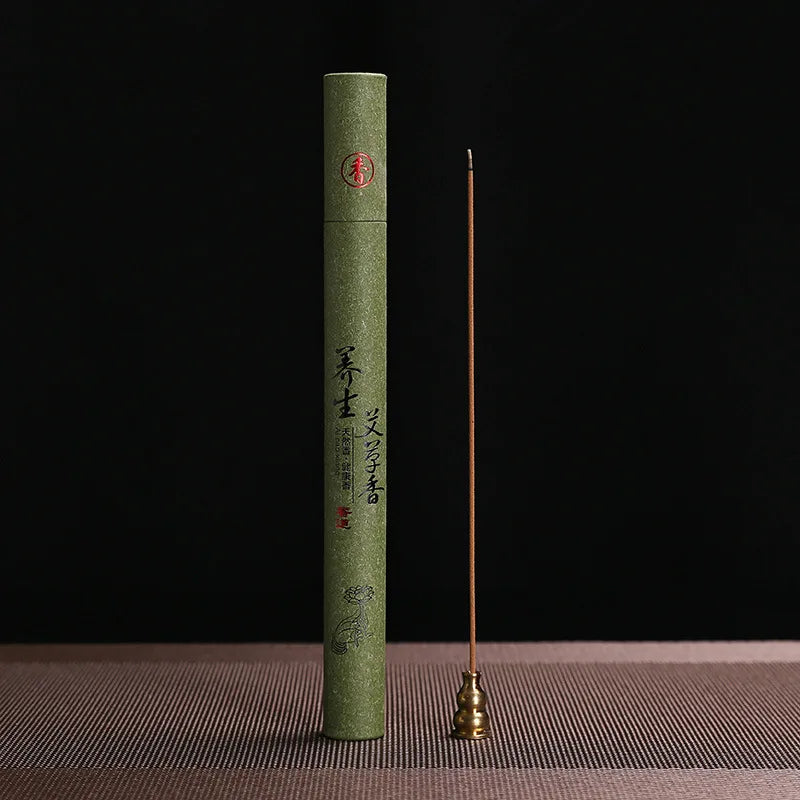 1Box Sandalwood / Agarwood / Mugwort / Cliff Cypress Incense Sticks With 1 Metal Incense Burner for Simple Home Decor