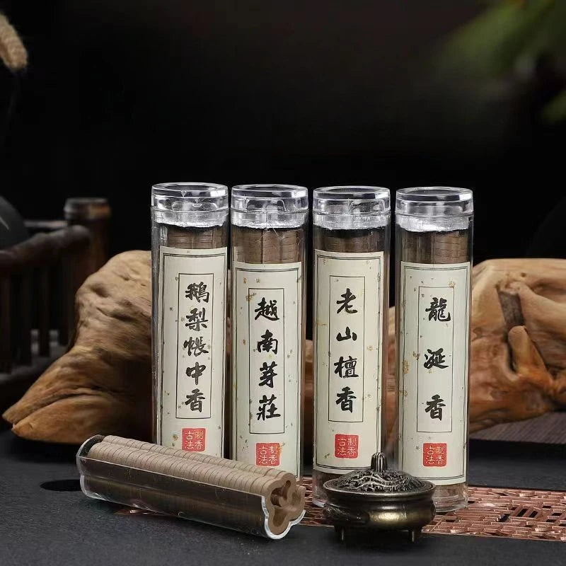 42pcs/tube Mini Natural Disk Incense, Sandalwood Agarwood Jasmine Fragrance, Long-Lasting Aromatherapy for Indoor Zen Meditation