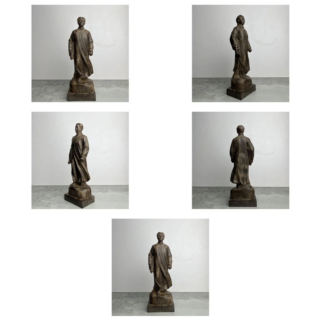 Hand-Carved Agarwood  Statue - 11.2x3.5x2.8" Chinese Leader Sculpture, Red Culture Collectible, Home Decor