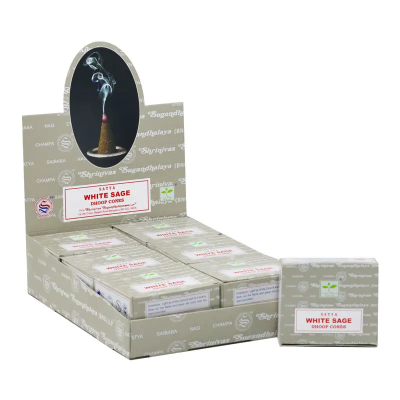 Nag Champa Dhoop SATYA Incense Cones Indian for Aromatic Smoke Fountain Haze Falls Clean Air Fragrance 12PCS