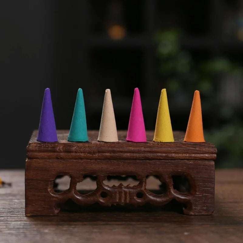 60Pcs Natural Incense Cones Mixed Flavor Backflow Insence Floral Lavender Sandalwood Yoga Meditation Tea Room Home Decorations
