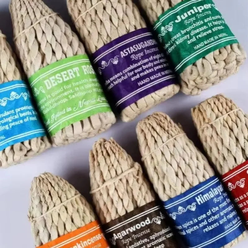 50pc Handmade Nepal Rope Incense Sandalwood Cedar Aromatherapy DIY Yoga Meditation Fragrance Relieve Stress Help Sleep