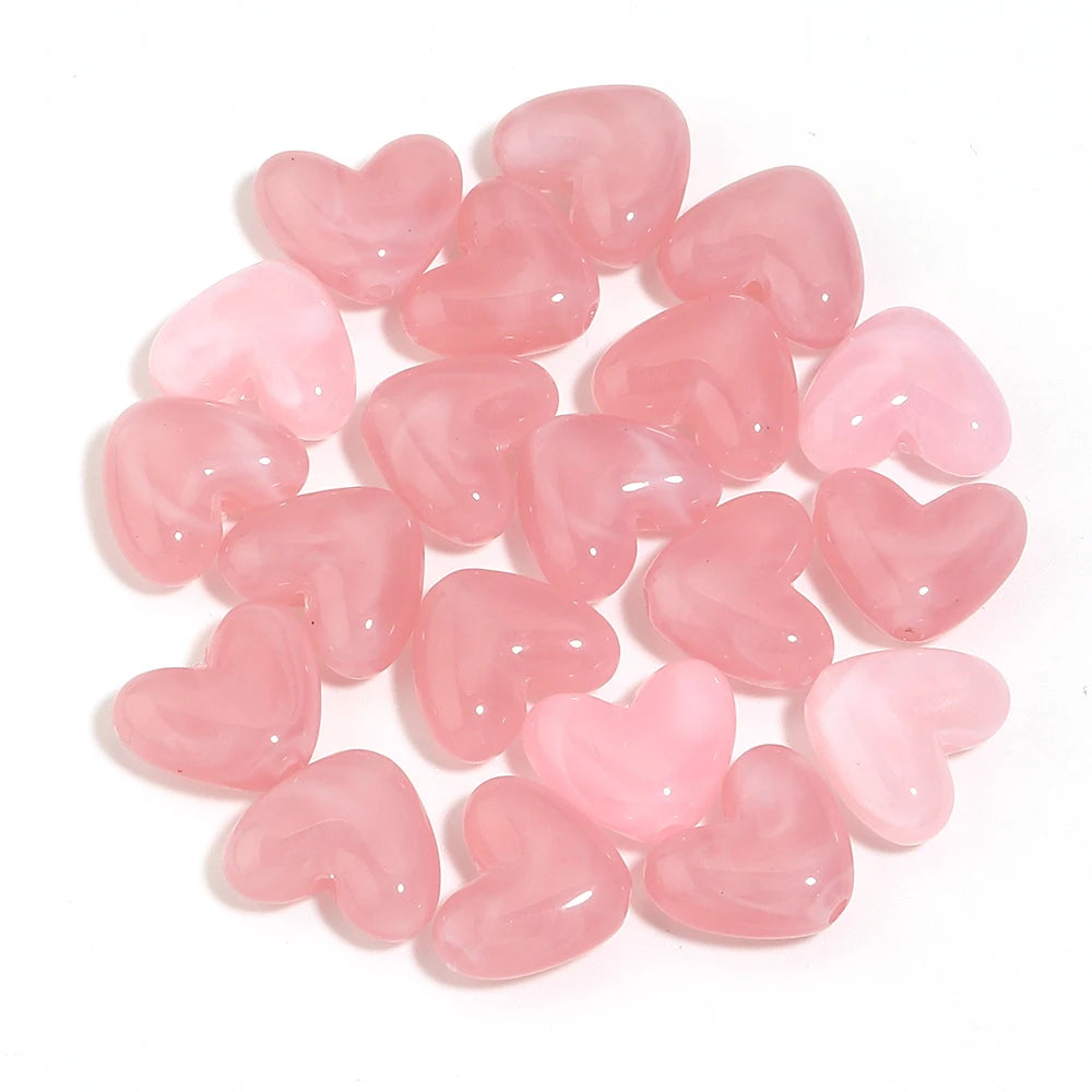 20Pcs Imitation Stone Heart Shape Acrylic Beads Dual Color Loose Bead For Jewelry Making DIY Charms Bracelet Necklace Accessorie