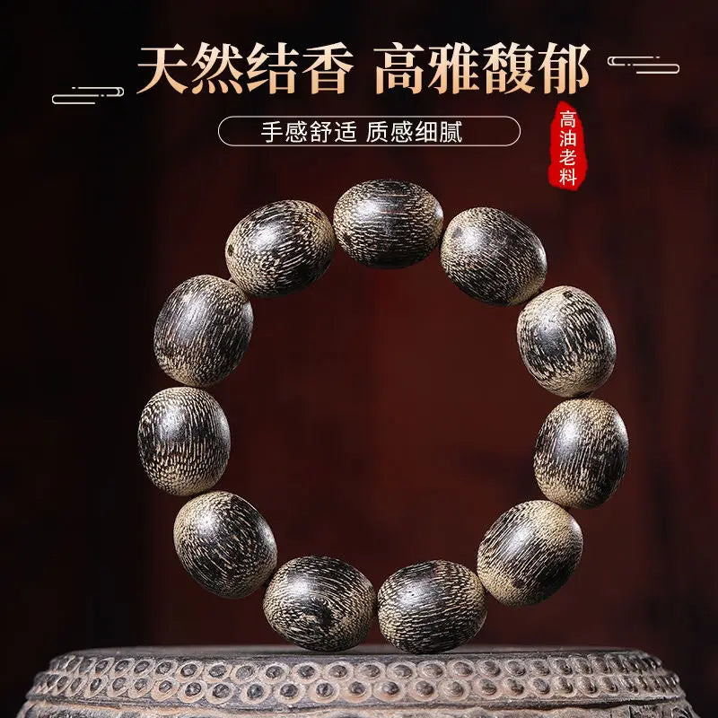 Black Oil Agarwood Bracelet 18mm Round Classic