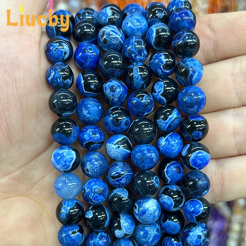 Dark Blue Fire Agate Beads 6-10mm for DIY Jewelry
