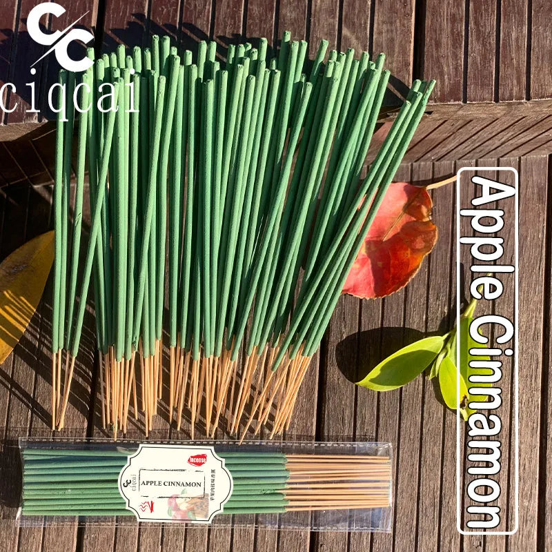 Apple Cinnamon Scented Premium Incense Sticks, 12cm / 4.72inch Natural Aromatherapy Incense Sticks, Made Purely by Hand from Apple and Cinnamon Fragrant Powder, with a Strong and Long-Lasting Scent, Refreshing and Invigorating, Purifying the Air, Suitable