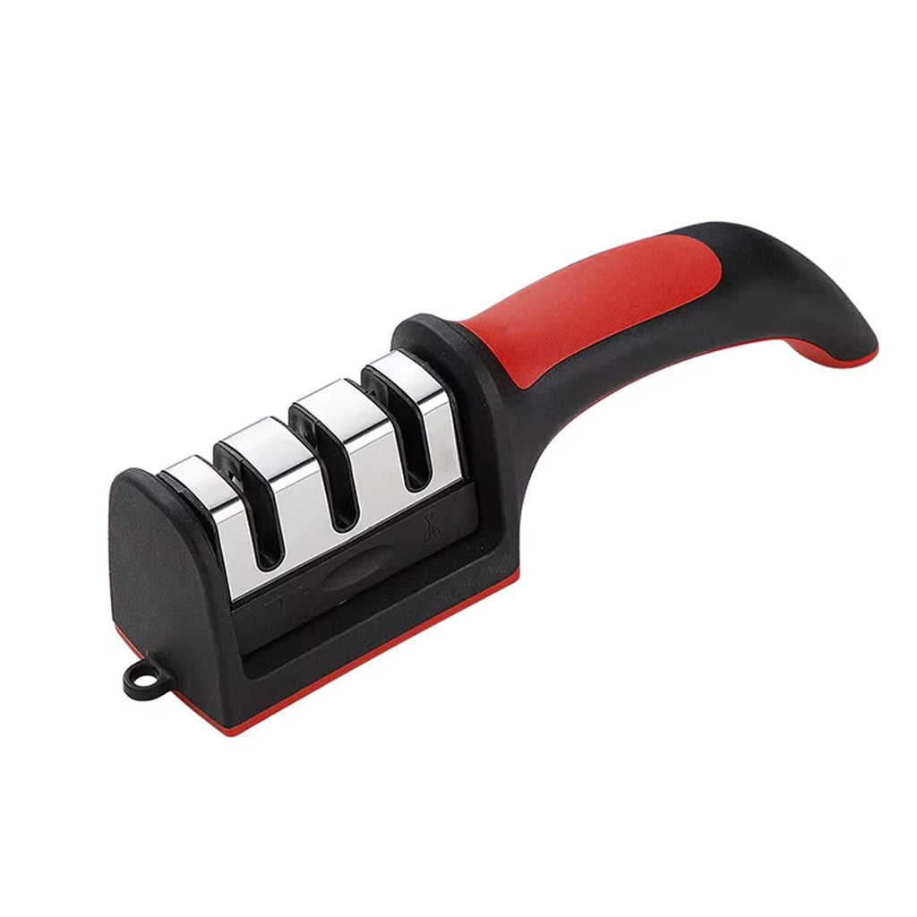 3/4 Segment Knife Sharpener Kitchen Multifunctional Manual Sharpening Stone with Non Slip Base Kitchen Utensils Grinding Tools