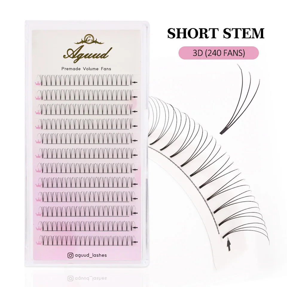 AGUUD Short Stem 3D-6D Premade Volume Fan Lashes
