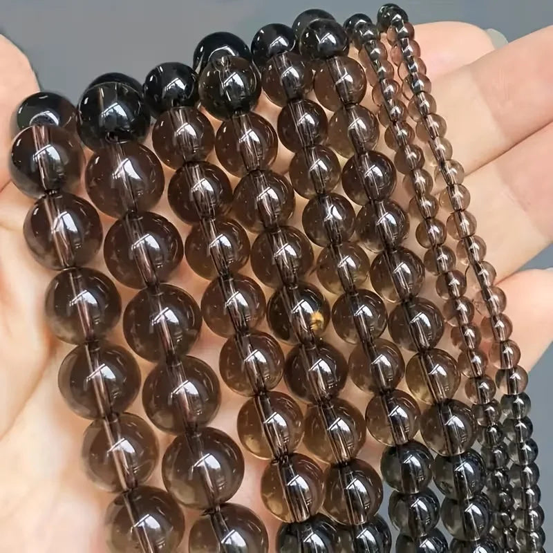 Natural Smoky Quartzs Crystal Stone Beads Round Loose Beads For Jewelry Making DIY Bracelet Necklace 15'' Strands 4/6/8/10/12mm