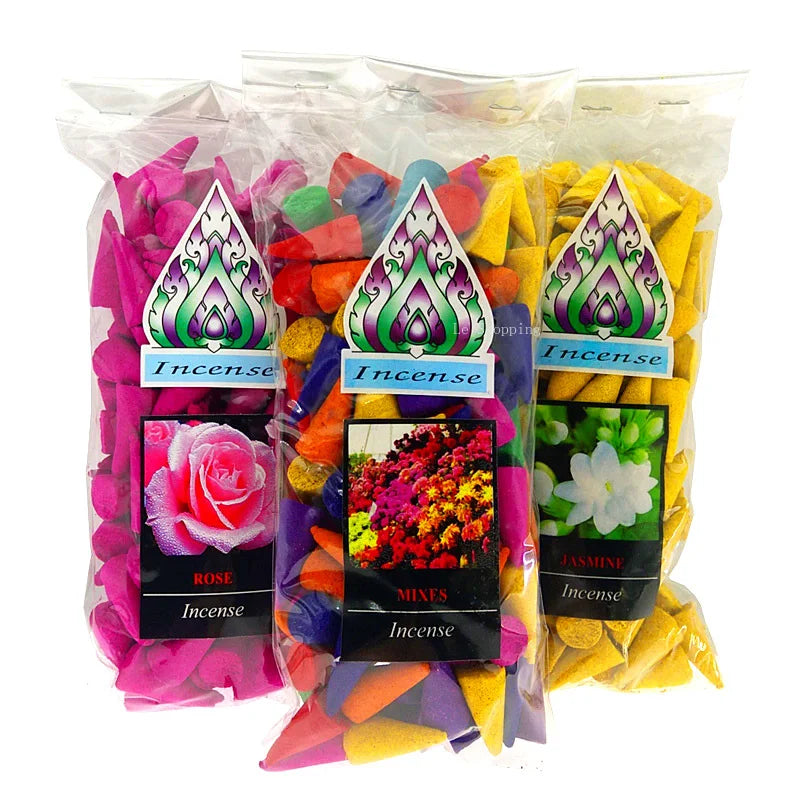 100pcs Thai Tower Incense Agarwood Sandalwood Bedroom Office Air Purification Soothing Spiritual Temple Meditation Aromatherapy