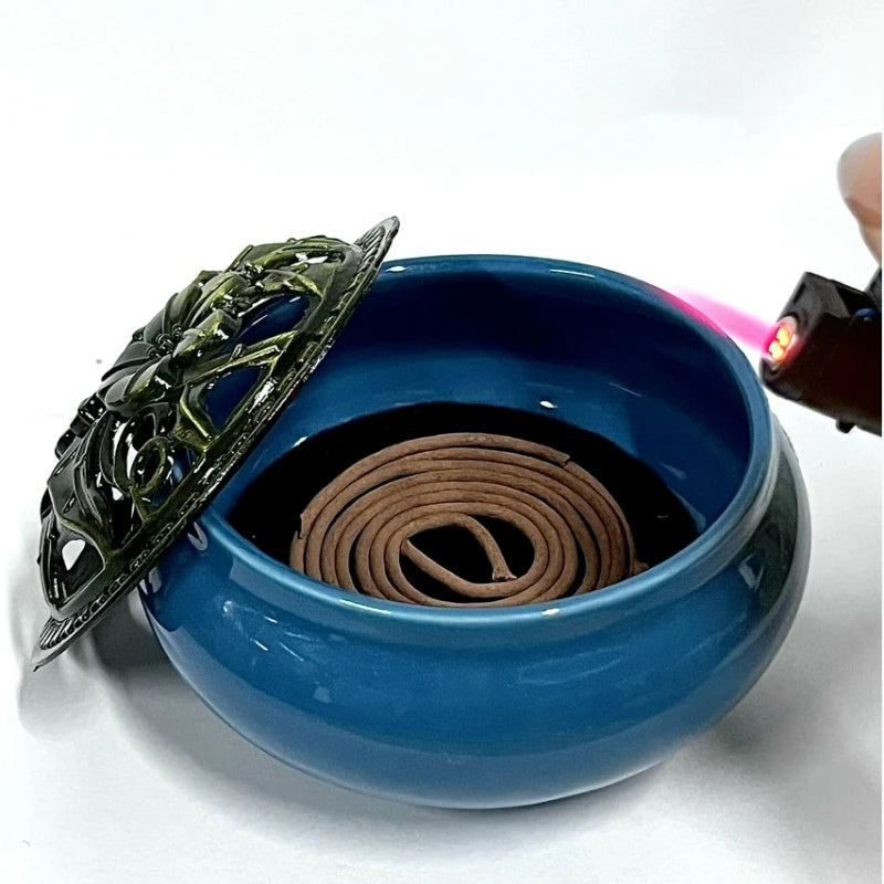 Temple Ceramic Incense Burner Small Cone Incense Holder Ge Yao Style for Meditation Yoga Home Decor Zen