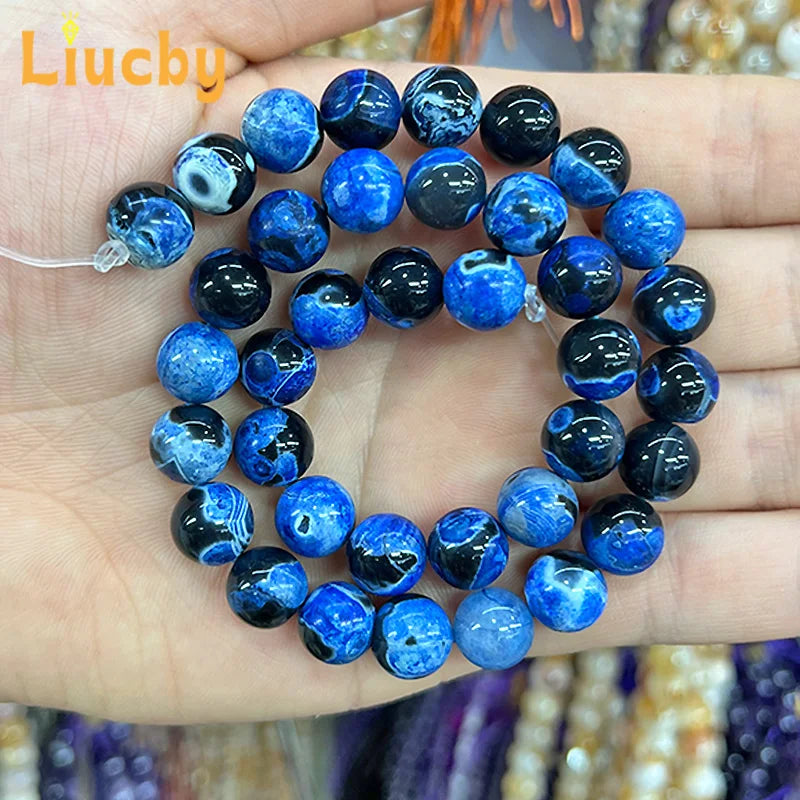 Dark Blue Fire Agate Beads 6-10mm for DIY Jewelry