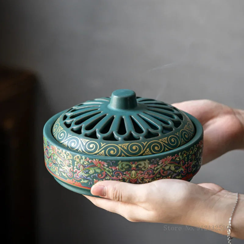 Ceramic Plate Incense Burner, Soothing Sandalwood Agarwood Wormwood, Home Indoor Living Room Decor, Incense Burner Ornament, 1Pc