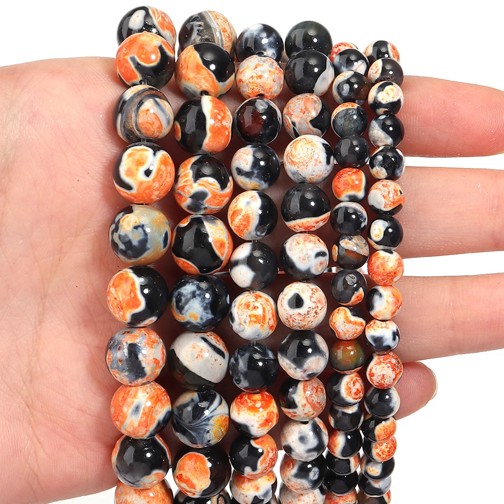 6 8 10mm Natural Stone Orange Fire Agate Beads Round Loose Spacer Beads For Jewelry Making DIY Bracelets Necklace Accessories