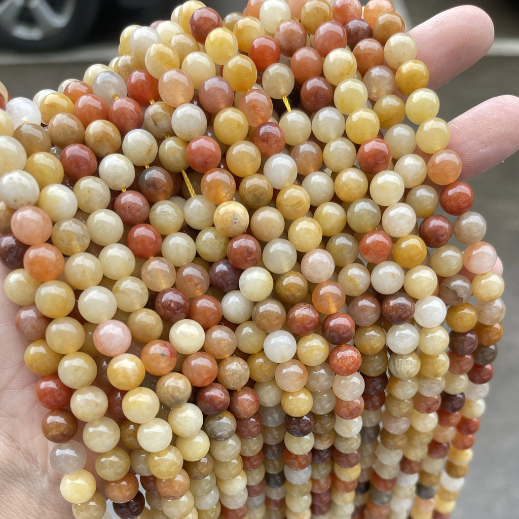 4-12mm Natural Stone Golden Silk Jade Beads Round Loose Spacer Bead for Jewelry Making DIY Necklace Bracelet Accessories 15"