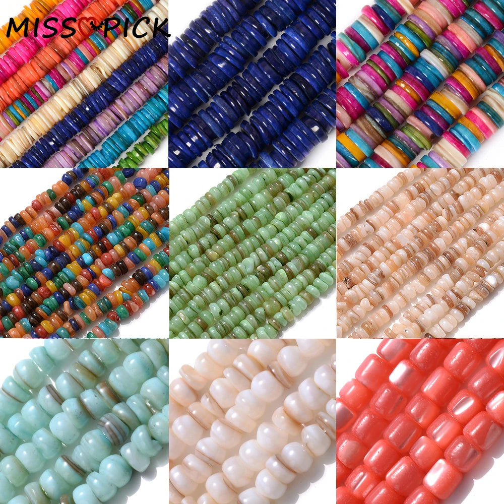 3/4/6/8/10mm Colored Freshwater Shell Beads DIY Jewelry Findings Beads Round Shape Shell Chip Loose Beads For Jewelry Making