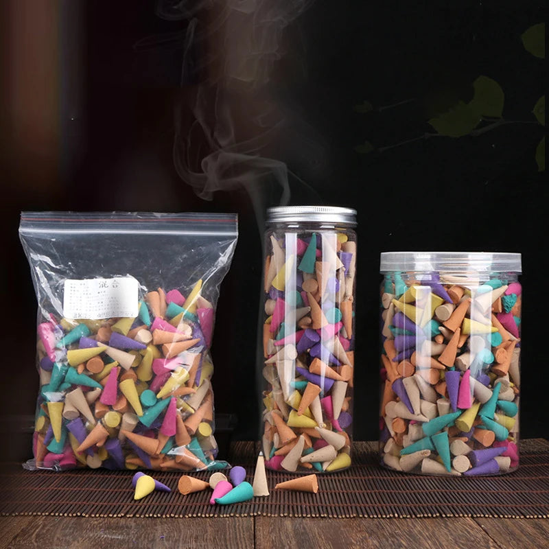 30Pcs Natural Incense Cones Mixed Flavor Backflow Insence Floral Lavender Sandalwood Yoga Meditation Tea Room Home Decorations