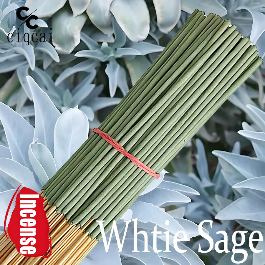 Hot-Selling High-Quality White Sage Incense Sticks, 22cm Long Thickened Handmade Bamboo Incense Sticks, with Natural Fragrance, Long-Lasting Scent, Perfect Choice for Meditation, Yoga, Massage, Home, Hotels, and Spas