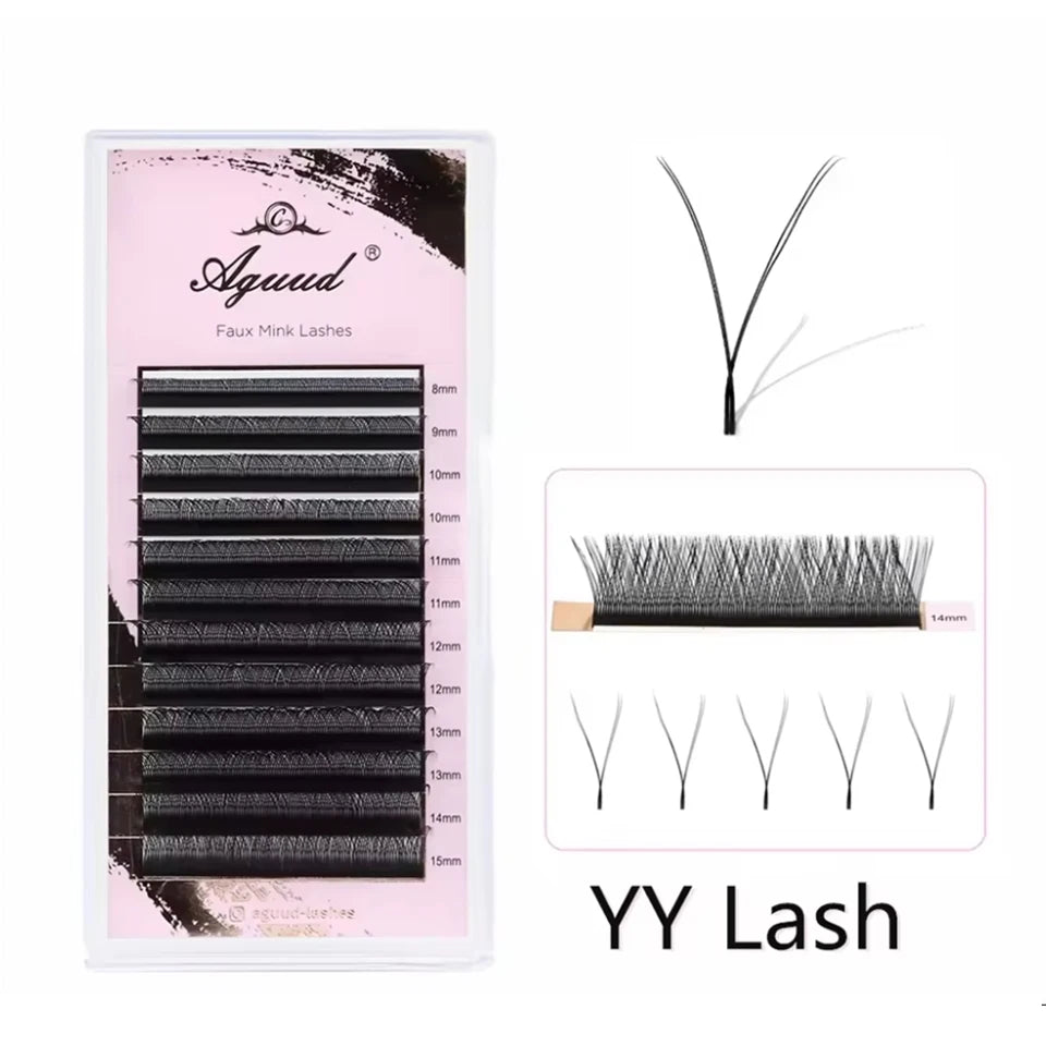 AGUUD New Brown 3D/4D/5D W Lashes Bloom Automatic Flowering Soft Premade Fans Soft Individual Eyelash Spike 3D Clover Fairy Lash