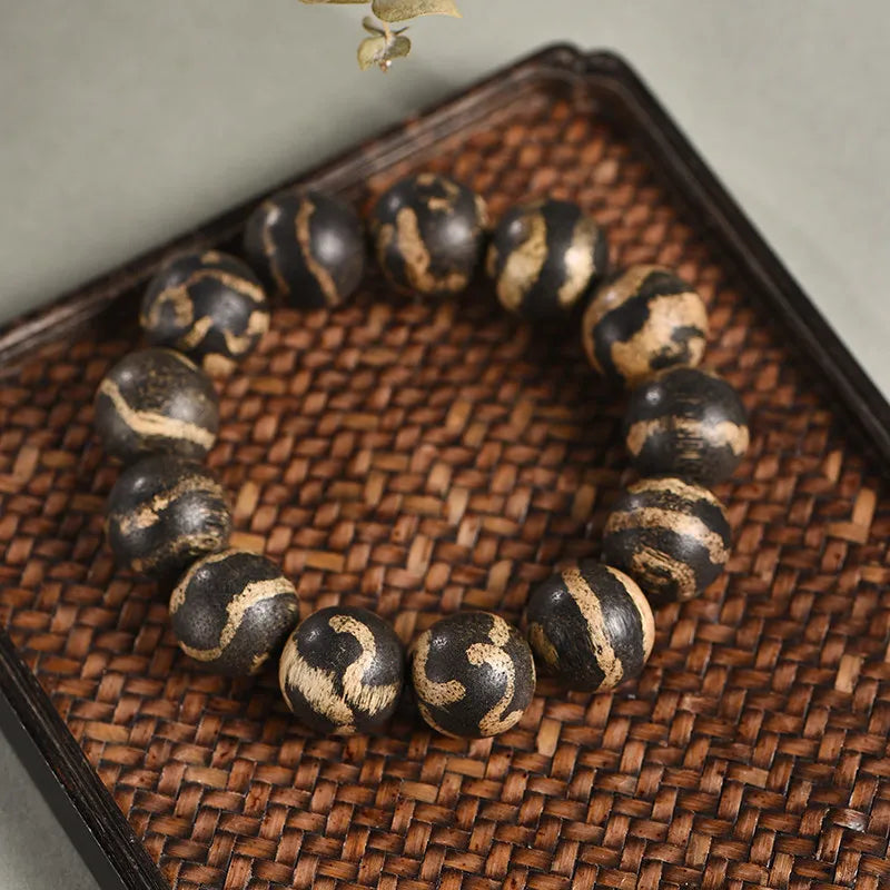 Natural Agarwood Bead Mala Bracelet 2.0cm Round