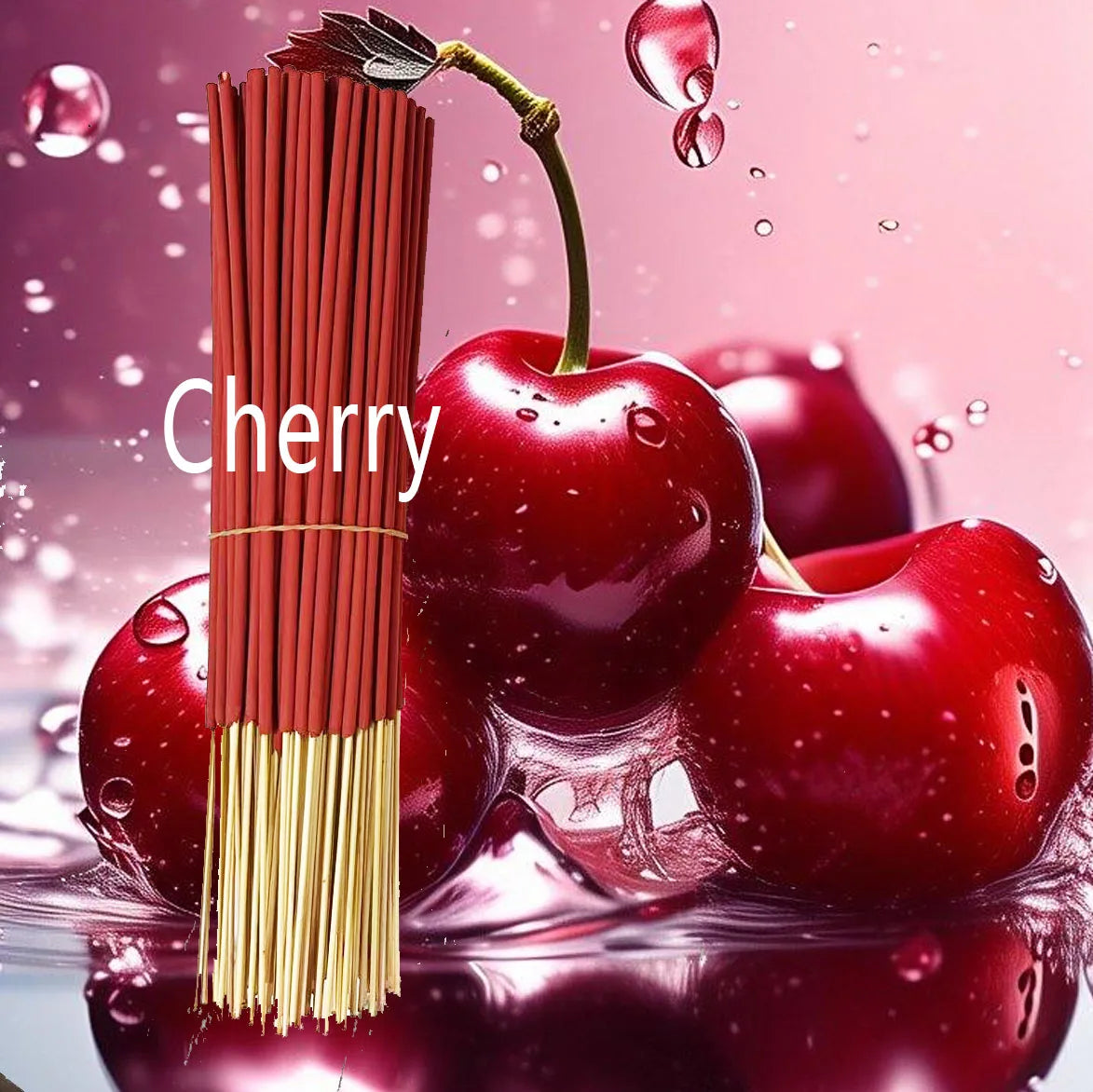 Handmade Cherry Scented Incense Sticks - 22.0cm Long-Lasting Artificial Wooden Incense Sticks, Safe and Non-Irritating for Indoor and Outdoor Use, Feather-Free Yoga and Meditation Decorations, Suitable for Camping, Travel, Garden, and Holidays (Halloween,