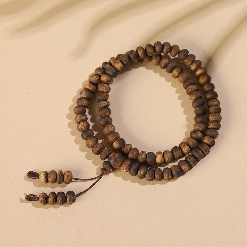 Authentic Hainan Qinan Agarwood 108 Prayer Beads Bracelet – High Oil Content, Old Material, Multi-Layer for Men & Women, Gift