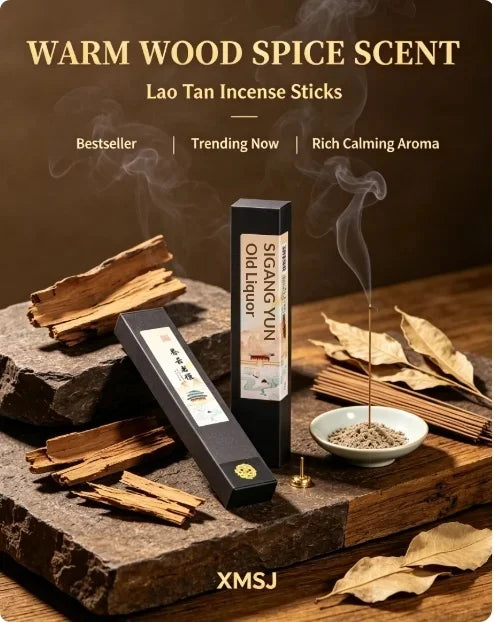Trending Lao Tan Incense Set,Natural Sandalwood Agarwood Sticks 20g About 95 Sticks Warm Woody Scent for Home Meditation Yoga