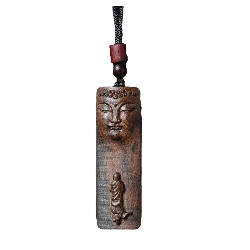 Guanyin Tathagata Agarwood Wood Carving Small Pendants Wooden Cultural Arts and Crafts Pendant Car Decorations