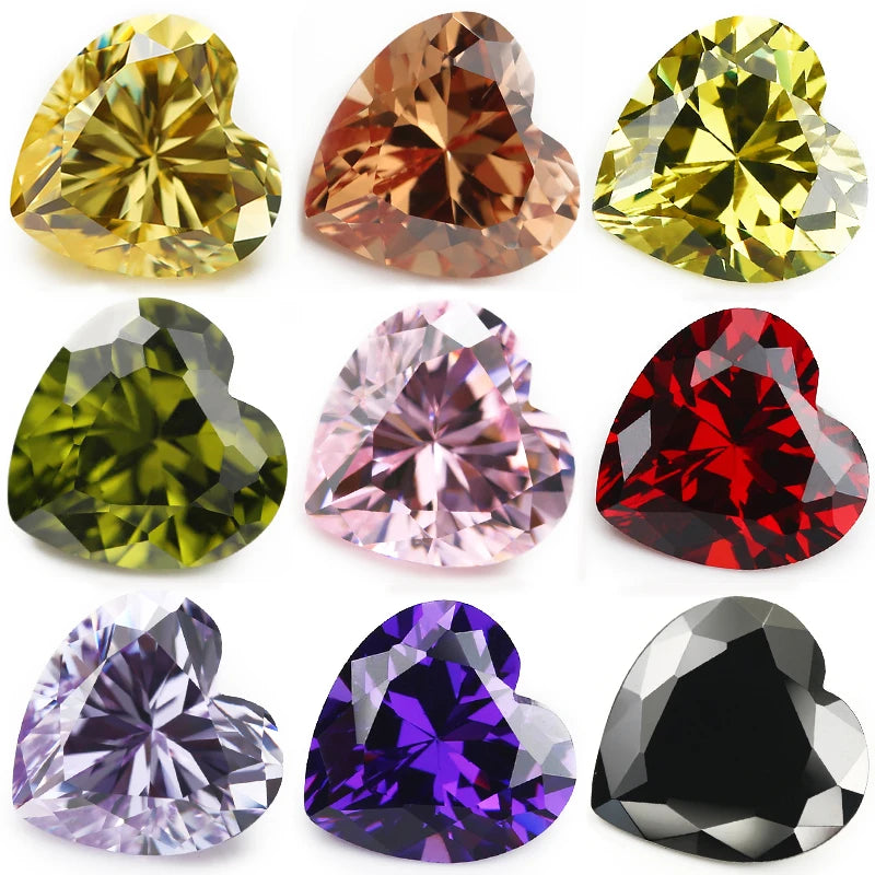 Size 3x3mm~10x10mm Heart Shape Loose Cubic Zirconia Stone 5A Zircon CZ Synthetic Gemstone For Jewelry