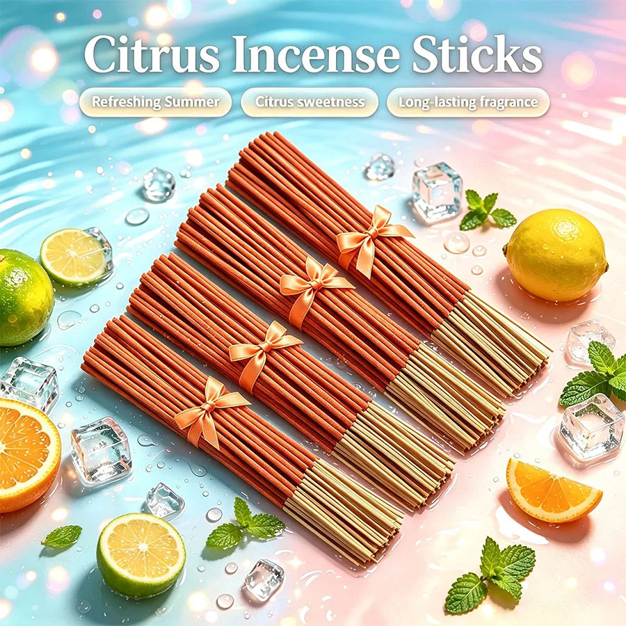Citrus-Scented Incense Sticks, 22.0cm - Long-Lasting Fragrance, Natural Wood Scent, Suitable for Yoga, Meditation, Relaxation, and Sleep Aid - Perfect for Home Decor, Hotels, and Spas