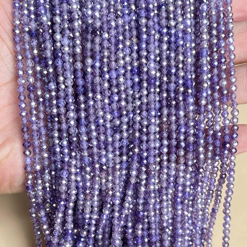 2 3 4mm Faceted Zircon Cubic Natural Stone Round Loose Beads For Making Women DIY Bracelet Necklace Jewelry Accessories Supplies