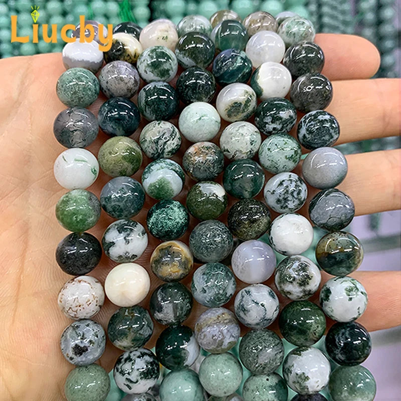 Natural White Tree Patterned Agate Beads 10mm 36pcs