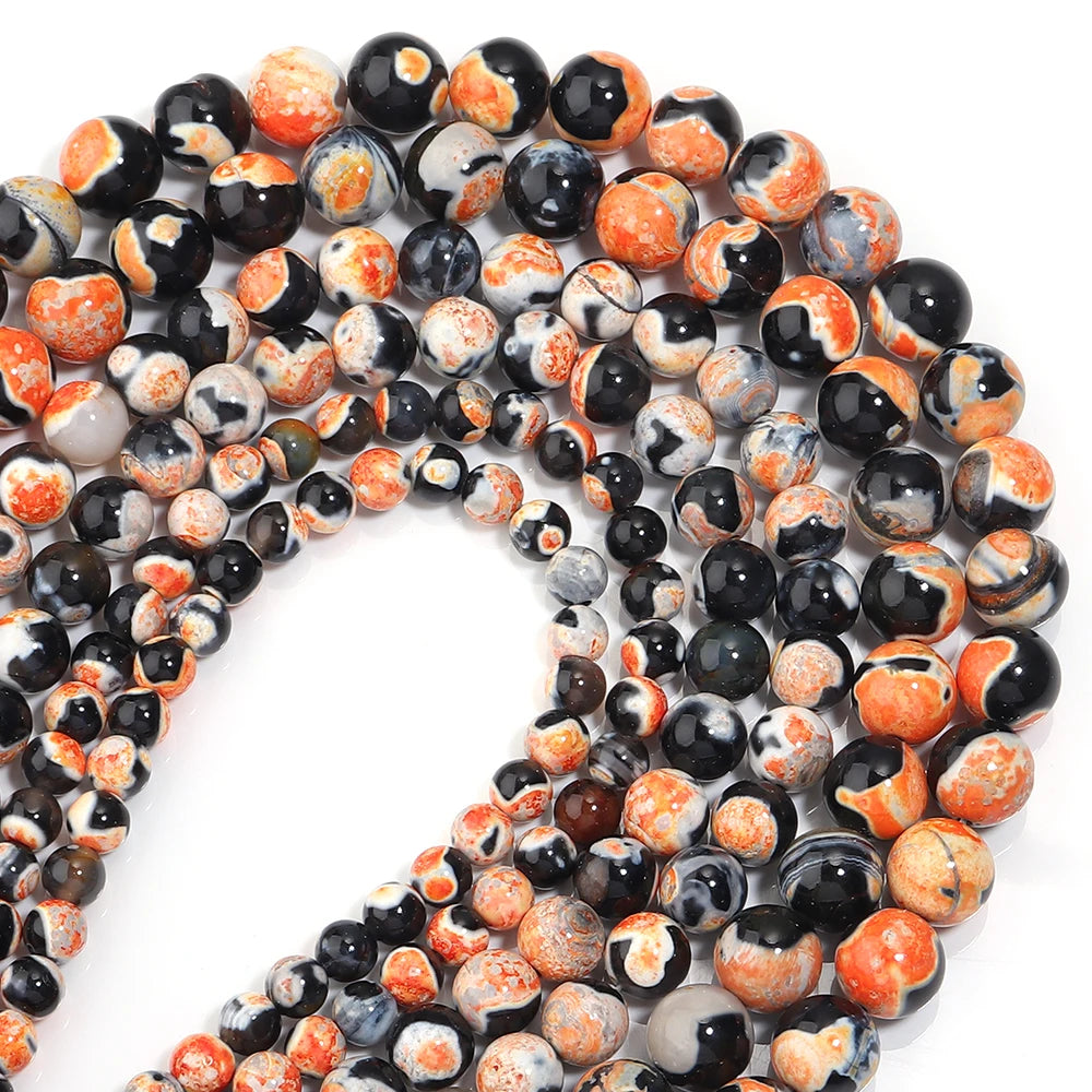 6 8 10mm Natural Stone Orange Fire Agate Beads Round Loose Spacer Beads For Jewelry Making DIY Bracelets Necklace Accessories