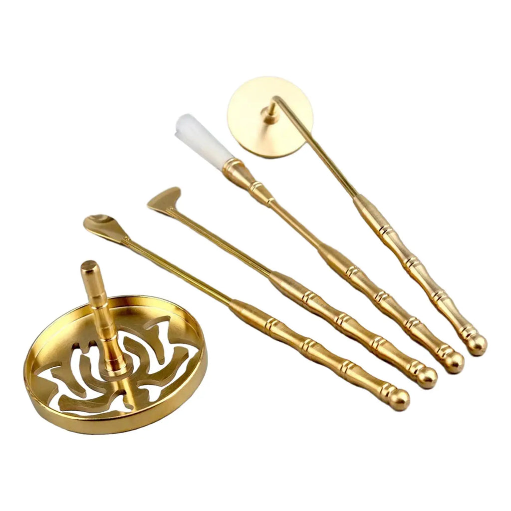 5Pcs Brass Incense Making Set DIY Fragrance Incense Ash Press Chinese Incense Ceremony Set for Yoga Meditation Holidays