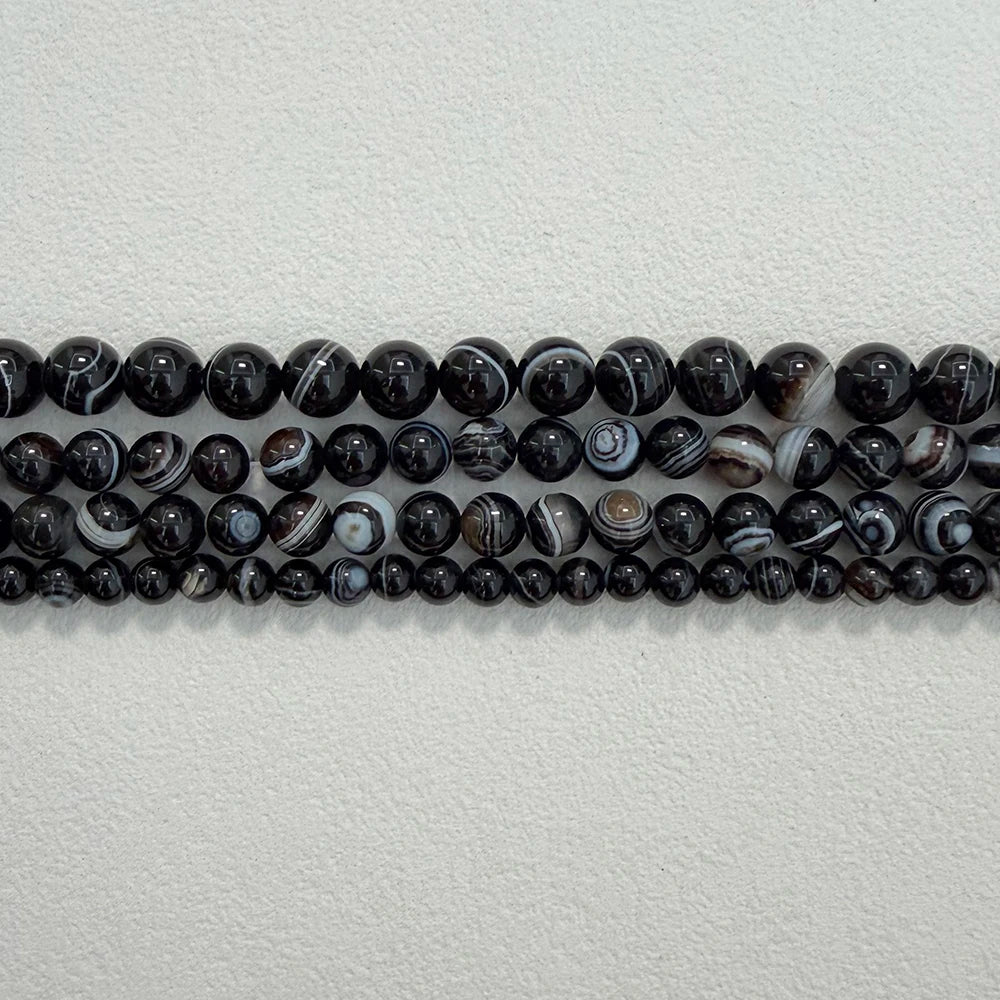 Natural Stone AAAA Quality Black Sardonyx Agate Round Loose Beads 6 8 10 12MM Pick Size For Jewelry Making