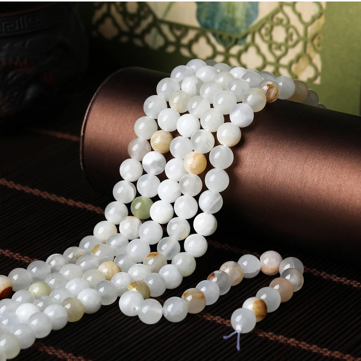 4/6/8/10mm Natural Stone Afghan Green Jade Beads Round Loose Gemstone For Jewelry Making DIY Supplies Bracelet Accessory 15"