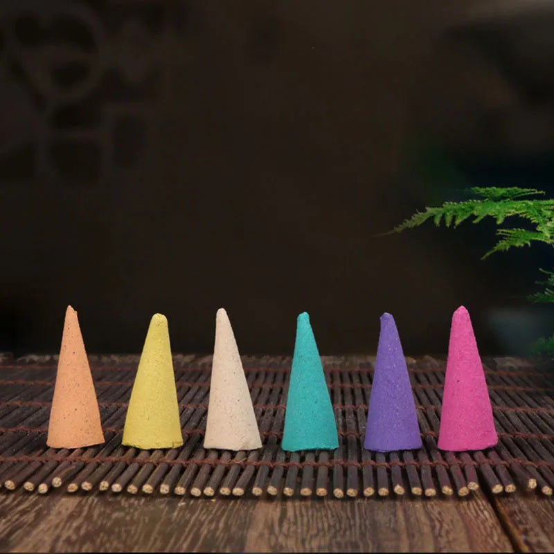 30Pcs Natural Incense Cones Mixed Flavor Backflow Insence Floral Lavender Sandalwood Yoga Meditation Tea Room Home Decorations