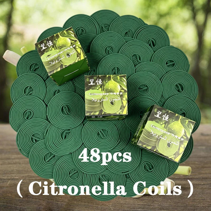 48pcs Citronella Incense Coils - Natural Lemongrass, Lavender Scent for Outdoor Use, Ideal for Patio, Porch, Deck, Camping