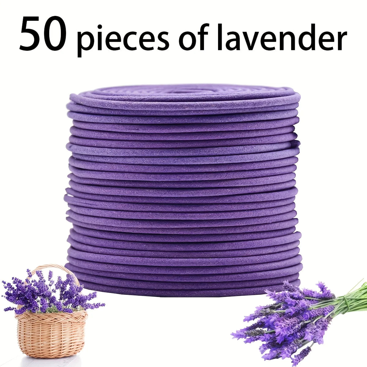 50 Lavender Scented Spiral Candles, Burning Time for 3-4 Hours, Fresh and Elegant Fragrance, Suitable for Yoga, Meditation, Home, Office and Outdoor Use, Portable and Long-Lasting Fragrance, Natural and Long-Lasting Lavender Fragrance