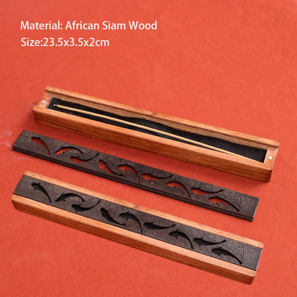 Incense Stick Holder Ebony Wood Incense Burner Chinese Style Incense Ash Catcher Tray for Home Office Fragrance Decor Meditation