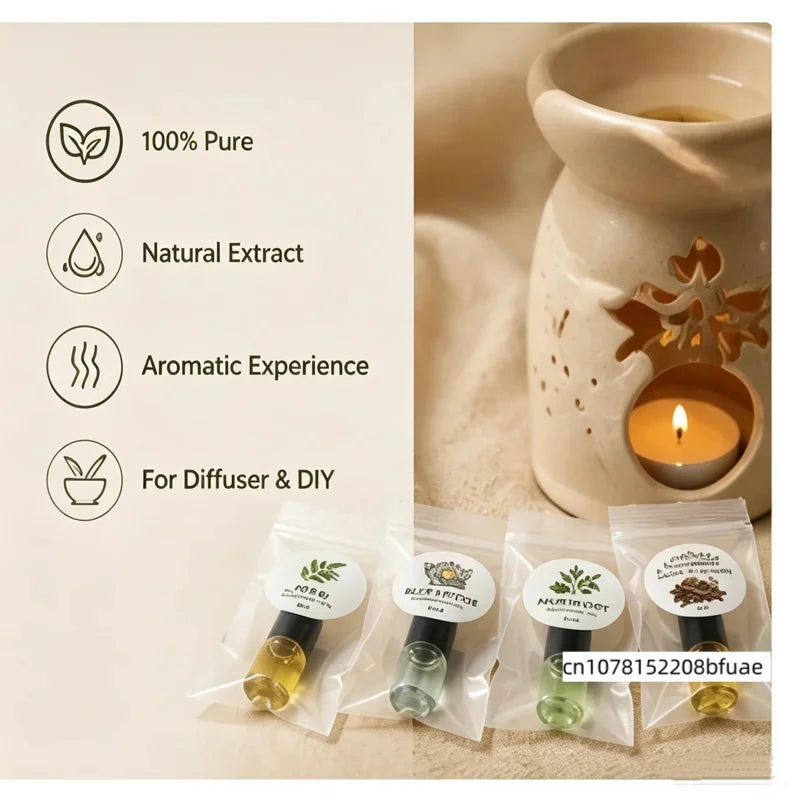 SPLYMCZEN Mini Botanical Essential Oil Collection 2ml Agarwood Neem Blue Lotus Mugwort Aromatic Oil for DIY Soap Candle Making