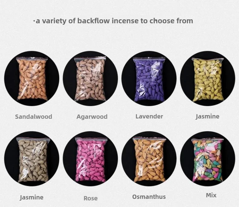 Backflow Incense Sandalwood Agarwood Aromatherapy Home Indoor Deodorization Floral Fragrance Absinthe Cone Incense