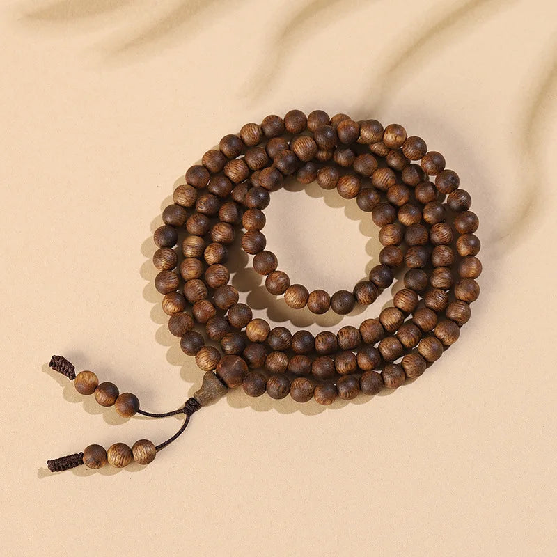 Authentic Hainan Qinan Agarwood 108 Prayer Beads Bracelet – High Oil Content, Old Material, Multi-Layer for Men & Women, Gift