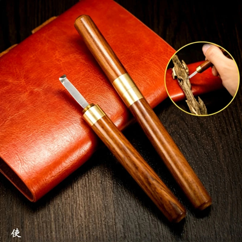 Agarwood Hook Knife Solid Wood Handle Fine Steel Knife Head Hook Wire Scraper Powder Cutting and Digging Spice Incense Tool