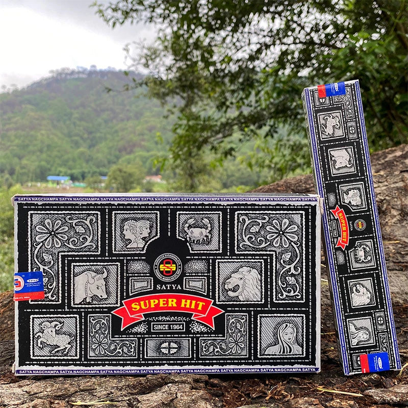 SATYA Super Hit Incense, Original (4 /8 /12boxes X 15g) - Aroma of Herbs Massala for Meditation, Relaxation and Yoga