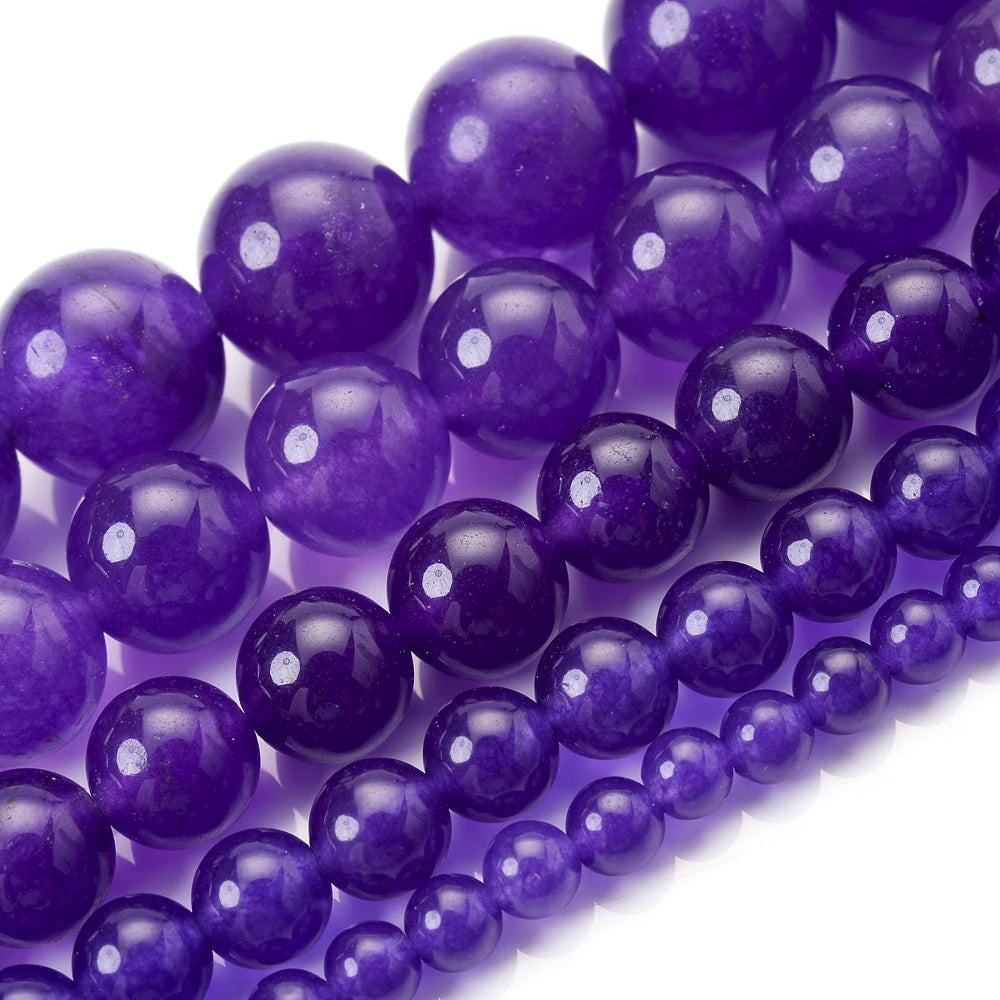 Natural Stone Beads Purple Crystal Morganite Chalcedony Agates Jades Beads For Jewelry Making Handmade Bracelet Necklace 4-10MM