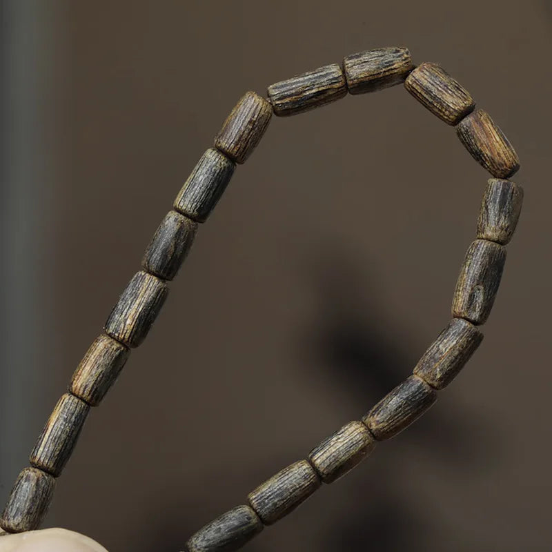 Vietnam Nha Trang Yingge Green Qi Nan Sinking Agarwood Free Form Prayer Beads Bracelet Necklace