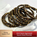 5mm Green Kyara Agarwood Square Bead Bracelet